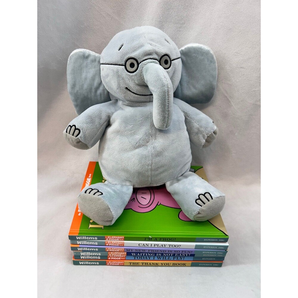 Mo Willems Elephant & Piggie Book Bundle (6) and elephant plush